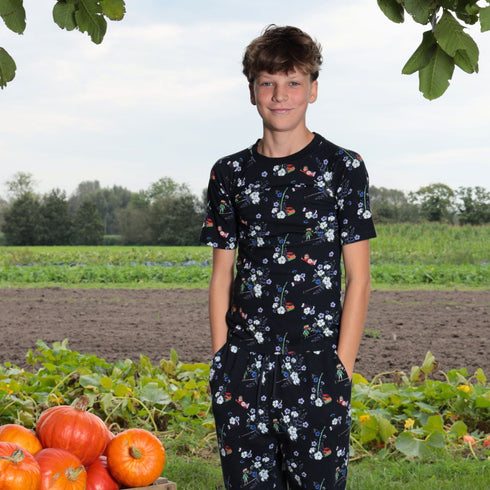 Black Floral T Shirt for Boys and Girls