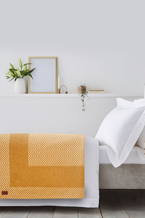 Yellow Zig-Zag Design Blanket
