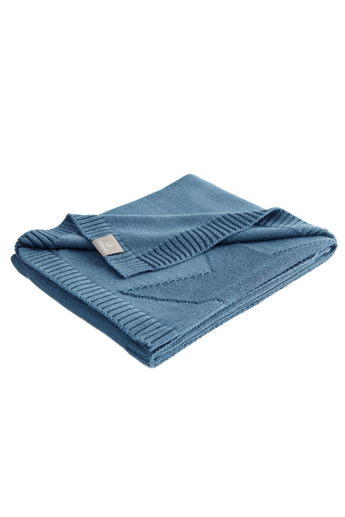 Knitted Baby Blanket with Big Star Navy