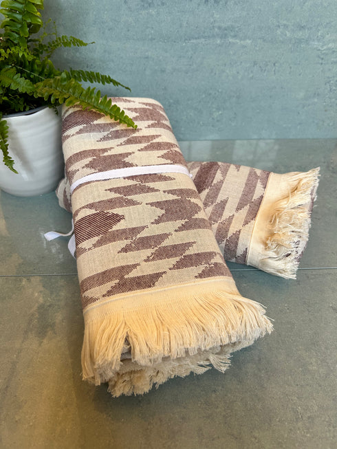 The Burgundy Aztec Peshtemal Towel