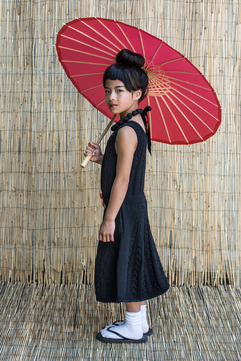 Black Cable Knit Dress for Girls