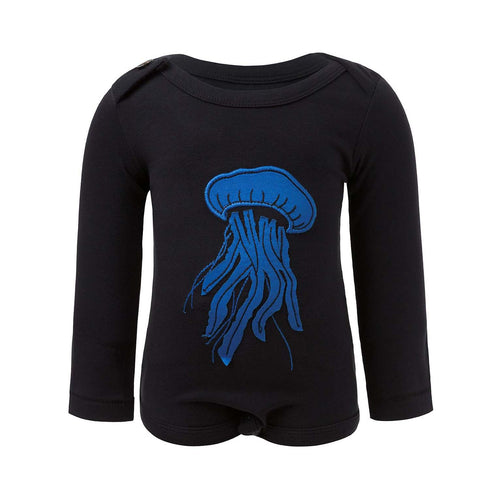 Black Baby Onesie with Jellyfish Application