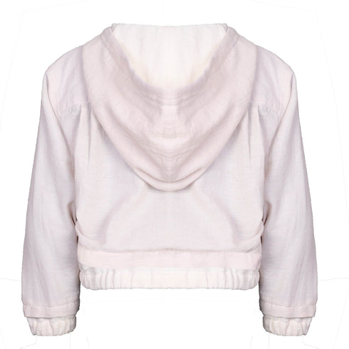 Boys and Girls Hooded Off White Jacket