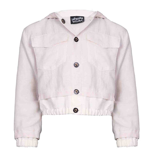 Boys and Girls Hooded Off White Jacket