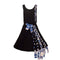 Girls Black Cable Knit Dress with Blue Tartan Details