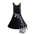 Girls Black Cable Knit Dress with Blue Tartan Details