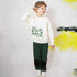 Black and Green pied de poule Kids Pants with Knee Patches