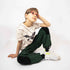 Black and Green pied de poule Kids Pants with Knee Patches