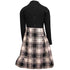 Girls Black Dress with Tartan Skirt in Black & White