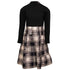 Girls Black Dress with Tartan Skirt in Black & White