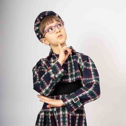 Kids Bolero Jacket in Red & Green Tartan