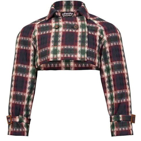 Kids Bolero Jacket in Red & Green Tartan