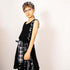 Black Cable Knit Dress with Purple Tartan Details
