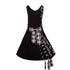 Black Cable Knit Dress with Purple Tartan Details