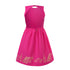 Pink Flower Girl Dress with Golden Hand Block Print