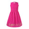 Pink Flower Girl Dress with Golden Hand Block Print
