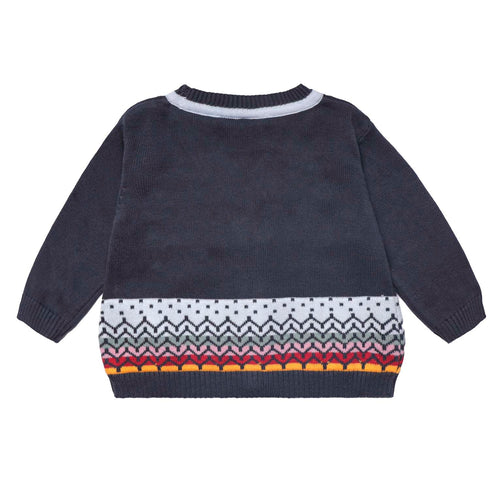 Grey Baby Cardigan with Hand Embroidery
