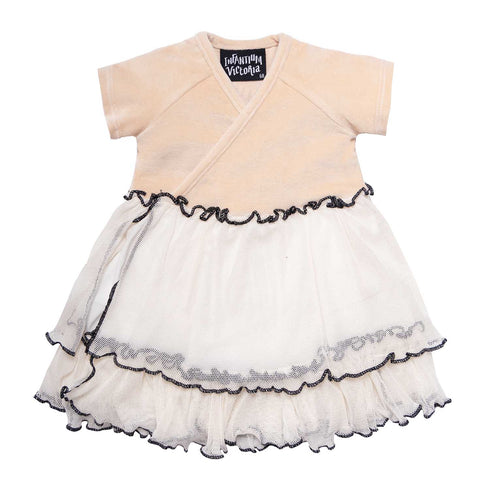 Baby Girl Tulle Dress in Beige