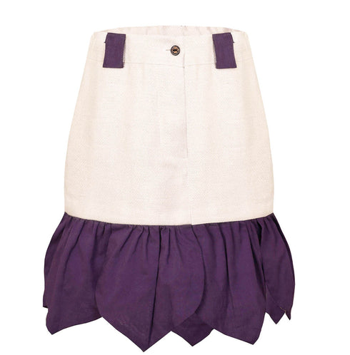 Girls Beige Mini Skirt with Purple Flower Petals