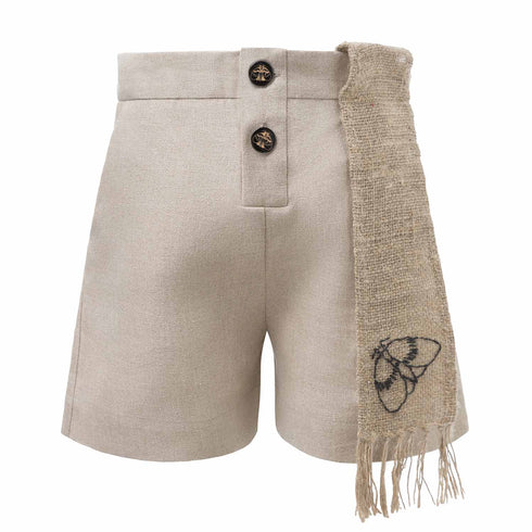 Kids' Linen Shorts with Hemp Sash