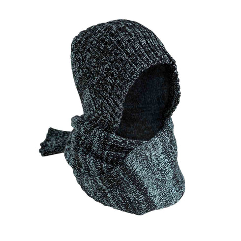 Black and Blue Knitted Hat-Scarf