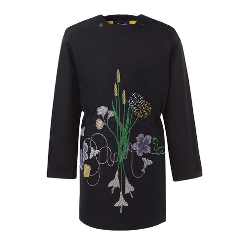 Little Black Dress with Floral Embroidery