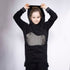 Black Cotton Hoodie with Appliqué