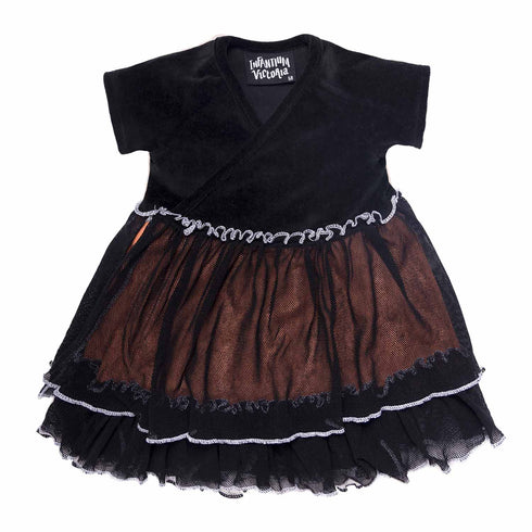 Baby Girl Velvet Dress in Black with Tulle