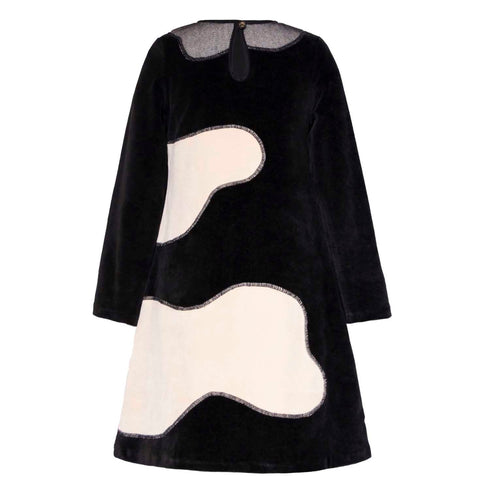 Kids Black Velvet A-line Dress
