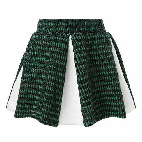 Mini Circle Skirt In Green and White
