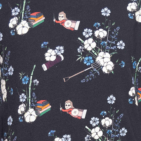 Black Jersey Baby Sweatshirt with Floral Print