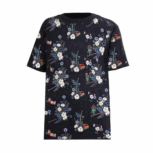 Black Floral T Shirt for Boys and Girls