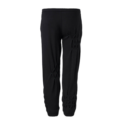 Kids Black Track Pants with Hand Smock