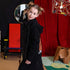 Black Knitted Kids Hoodie with Orangutan