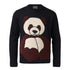 Kids Black Longsleeve Top with Panda Application