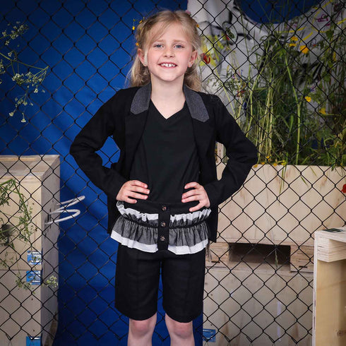 Black Shorts with Ruffles