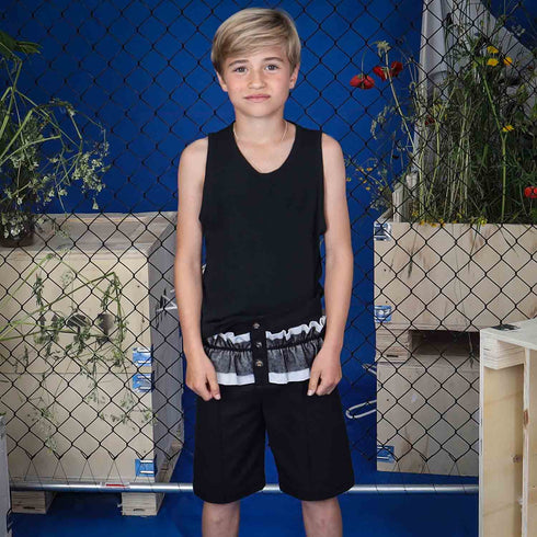 Black Shorts with Ruffles