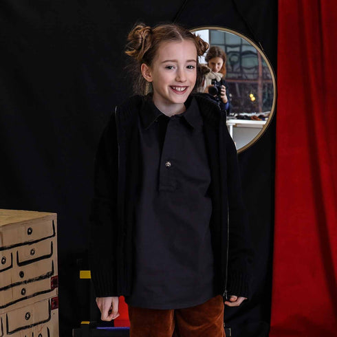 Kids Black Tunic with Panda Embroidery