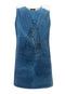 Artisanal T-Shirt Dress Naturally Dyed Indigo with Hand Block Print