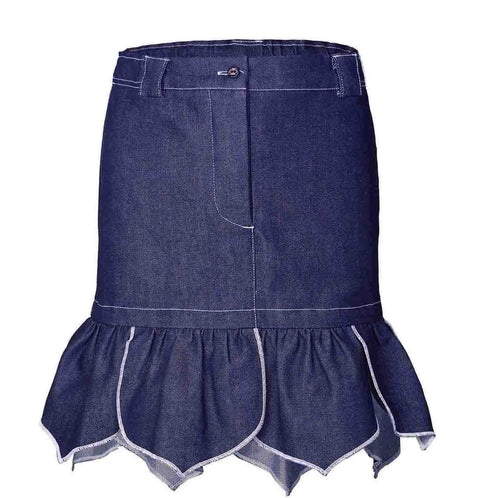 Girls Denim Mini Skirt with Flower Petals