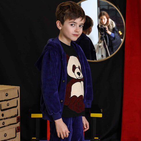 Kids Royal Blue Velvet Hoodie
