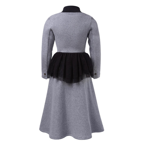Grey Fleece Bustle Dress
