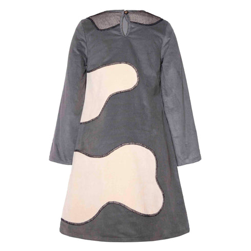 Kids Grey Velvet A-line Dress