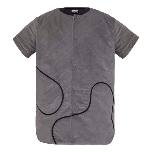 Grey Velvet Jacket with Short Sleeves