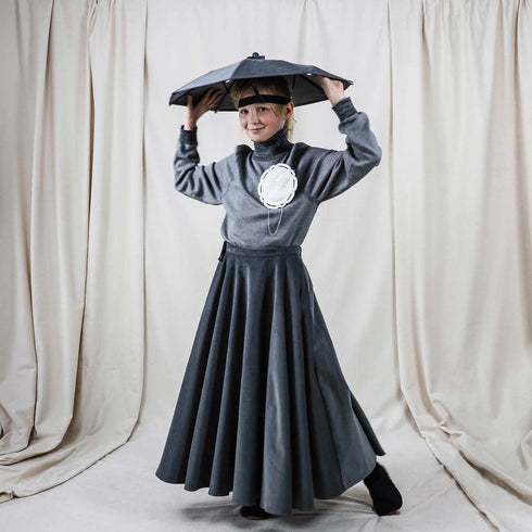 Grey Corduroy Full Circle Skirt