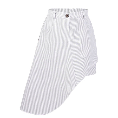 Girls Asymetrical Skirt with Grey Stripes