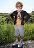 Kids' Grey and white Short Pants with Stripes