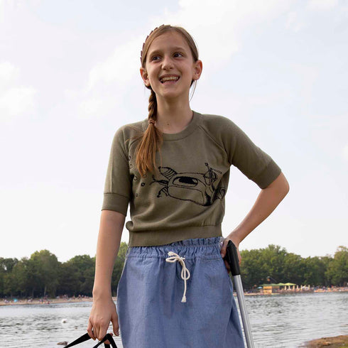 Kids Khaki Knit Top with Submarine