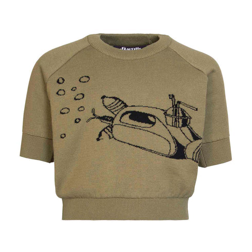 Kids Khaki Knit Top with Submarine