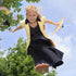 Black Waffle Cotton Gown for Girls